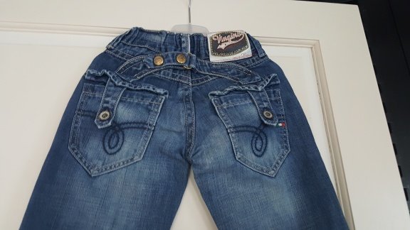 Vingino spijkerbroek jeans maat 122/7 met stoere gespen - 4