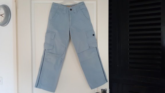 Jeep grijs blauwe worker broek met stoere zakken en bies maat 128 - 1