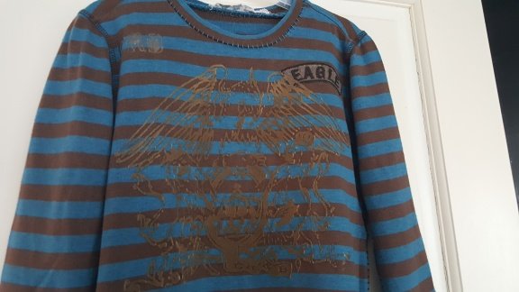 Carbone blauw bruin gestreept shirt longsleeve maat 116 - 2