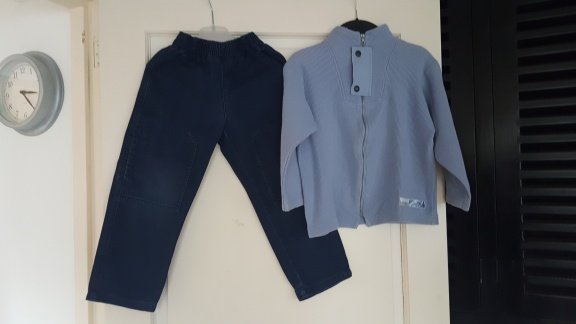 MiniMan Mini Man set broek en licht blauw vest maat 110/116 - 1