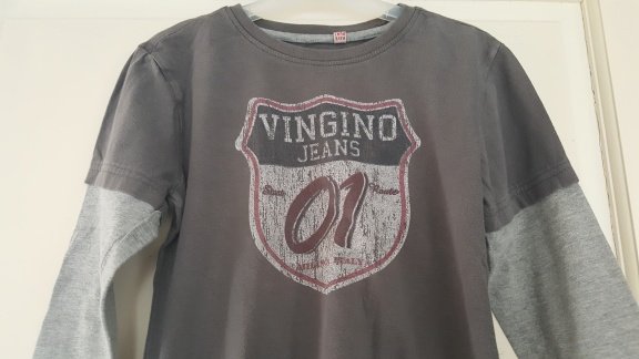 Vingino grijze longsleeve met dubbel mouwtje maat 116 - 2