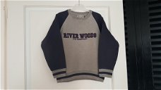 River Woods taupe blauwe sweater trui maat 116 nieuwstaat
