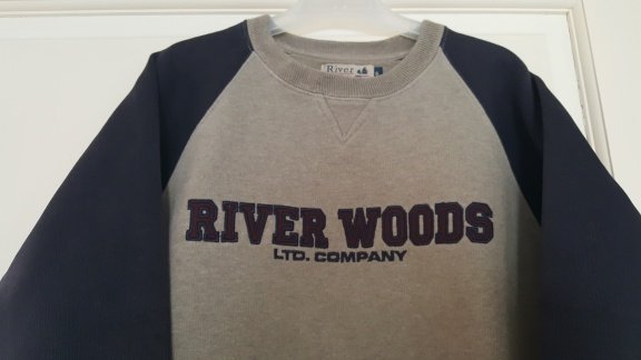 River Woods taupe blauwe sweater trui maat 116 nieuwstaat - 2