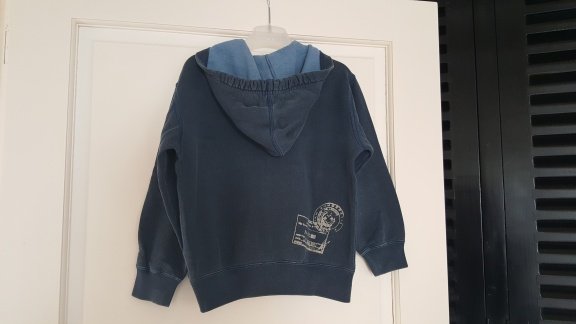 Microbe denim blauw vintage vestje met capuchon maat 110 - 2