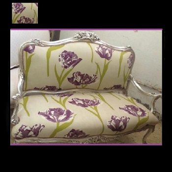 Barok French Sofa Chaumont Flower Zilver Paars - 1