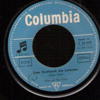Gitte Und Rex Gildo - Vom Stadtpark die Laternen - Hey-Hey, olé - vinylsingle 1963 -DUITS - 1