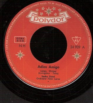 Sacha Distel- Adios Amigo- Mister Casanova- vinylsingle 1962- FRANSTALIG - 1