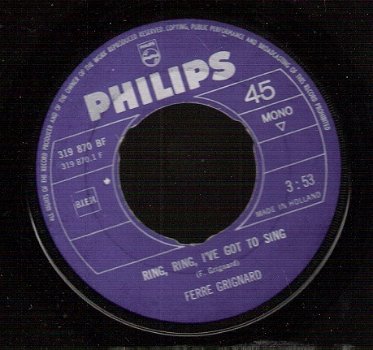 Ferre Grignard- Ring, Ring, I've Got To Sing- We Want War - 1966 Vinyltopper - 1
