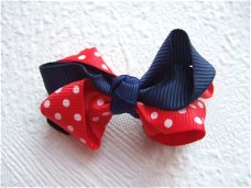 Grosgrain 3D strik in 2 kleuren ~ 5 cm ~ Rood / Marine