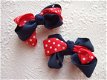 Grosgrain 3D strik in 2 kleuren ~ 5 cm ~ Rood / Marine - 2 - Thumbnail