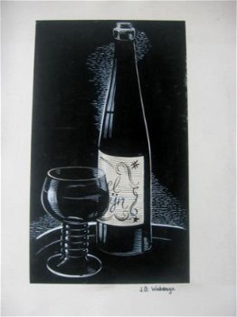 Fles moezelwijn wijn roemer - J.B. Wiebenga 1905-1987 - 3