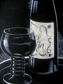 Fles moezelwijn wijn roemer - J.B. Wiebenga 1905-1987 - 2