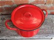 Brocante pan van rood emaille - 2 - Thumbnail