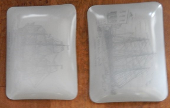 2 glazen asbakjes met afbeeldingen historische schepen - Afbeelding 4