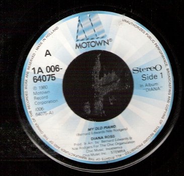 Diana Ross - My Old Piano - Give Up -45 rpm MOTOWN soul/R&B Vinylsingle - 1