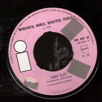 Jimmy Cliff - Wonderful World, Beautiful People -Keuze label! -REGGAE SKA vinylsingle - 2