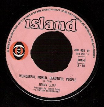 Jimmy Cliff - Wonderful World, Beautiful People -Keuze label! -REGGAE SKA vinylsingle - 1