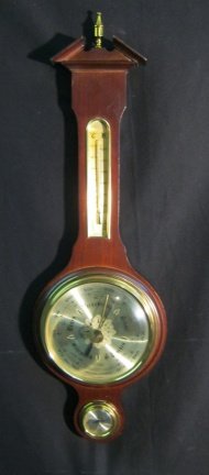 Klass. Banjo Baro-/hygro-/ thermometer,noten,nst,53.5 cm h.