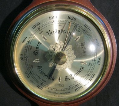 Klass. Banjo Baro-/hygro-/ thermometer,noten,nst,53.5 cm h. - 3