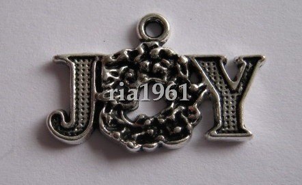 bedeltje/charm kerst : joy krans - 25x16 mm - 1