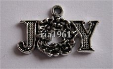 bedeltje/charm kerst : joy krans - 25x16 mm