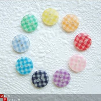 Ruitjes knoop ~ 12 mm ~ Blauw / wit - 2