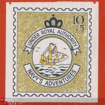 Naaiapplicatie Postzegel Navy`s Adventures 13 x 14cm - 1