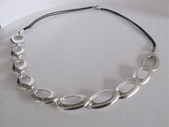 NIEUW Zilveren COLLIER met waxkoord. INCLUSIEF VERZENDEN - Afbeelding 3