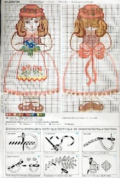 Pop (meisje): vintage DMC borduurpakket (compleet) van jaren '70 met patroon - 1