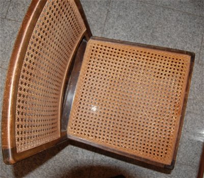 Mooie vintage stoel uit de vorige eeuw van tropisch? Hardhout, Rotan rugleuning en zitting - 4