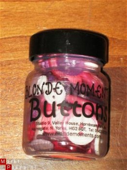 SALE 50 Buttons/Knopen zw/wit/gr in een potje Blonde Moments - 1