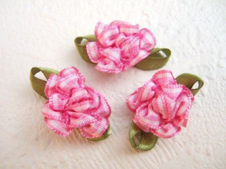 Schattige bloem van ruitjes lint ~ Roze - 1