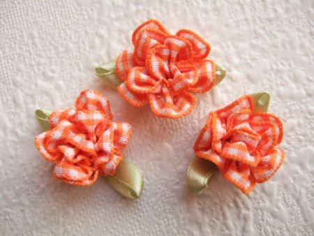 Schattige bloem van ruitjes lint ~ Oranje - 1