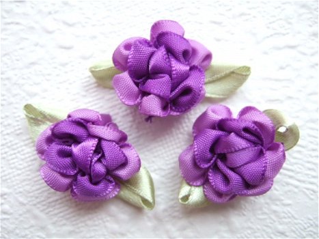 Schattige bloem van lint ~ Donker paars - 1