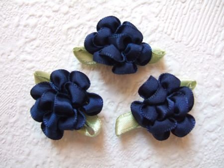 Schattige bloem van lint ~ Marine blauw - 1