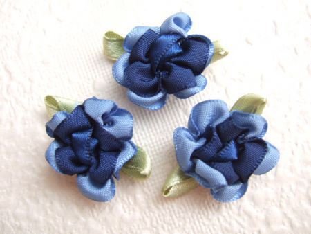 Schattige bloem van lint ~ Jeans blauw - 1