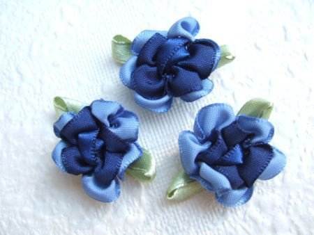 Schattige bloem van lint ~ Jeans blauw - 2