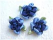 Schattige bloem van lint ~ Jeans blauw - 2 - Thumbnail