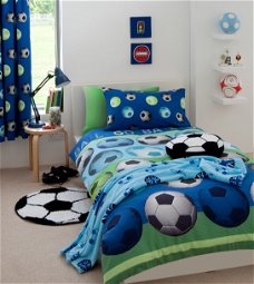 Voetbal dekbedovertrek blauw *Muurdeco4kids