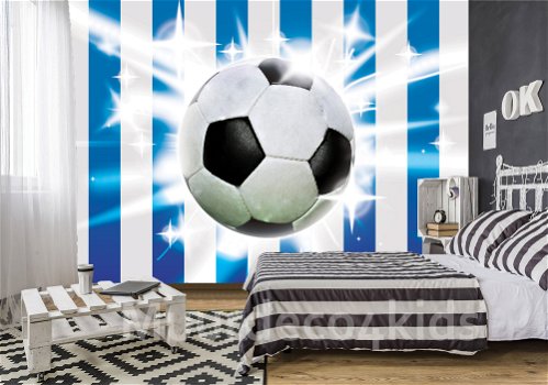 Voetbal dekbedovertrek blauw *Muurdeco4kids - 1