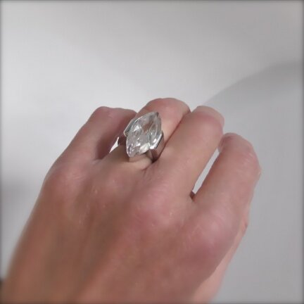 NIEUW Zilveren RING, ovale zirkonia. INCLUSIEF VERZENDEN! - Afbeelding 6