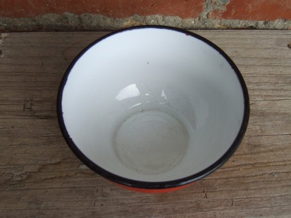 Kom van rood emaille - Afbeelding 2