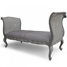 MAHOGANY/Rattan Linen Shila Bench