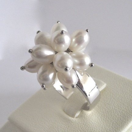 NIEUW Zilveren RING met parelkraaltjes, GRATIS VERZENDING! - nr. 1