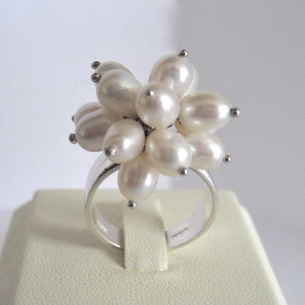 NIEUW Zilveren RING met parelkraaltjes, GRATIS VERZENDING! - Afbeelding 2