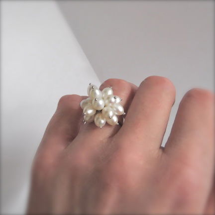 NIEUW Zilveren RING met parelkraaltjes, GRATIS VERZENDING! - Afbeelding 3