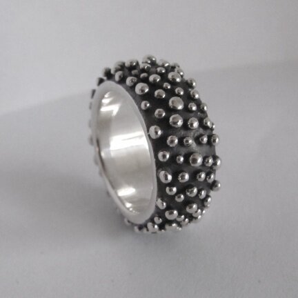 NIEUW Zilveren BOLLETJESRING geoxideerd, verkrijgbaar in 2 ringmaten, INCLUSIEF VERZENDEN!. - nr. 1