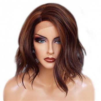 Lace front pruik nonchalant bob model Peagan diverse kleuren - 5