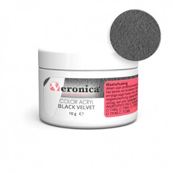 Zwarte color acryl poeder BLACK VELVET, 10 gram - 0