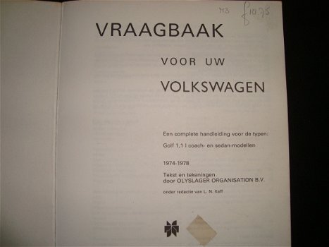 VRAAGBAAK VW GOLF 1.1 Coach en Sedan 1974-1978 - 2